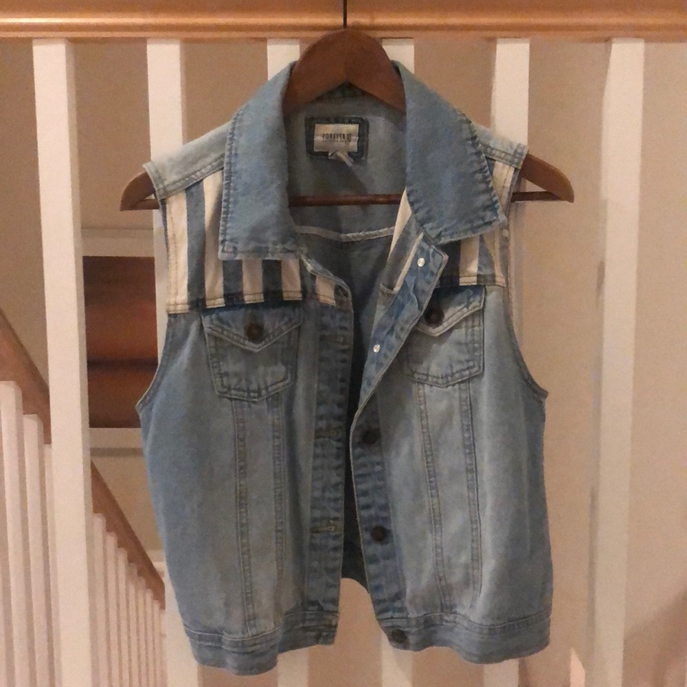 Women’s denim and stripe vest